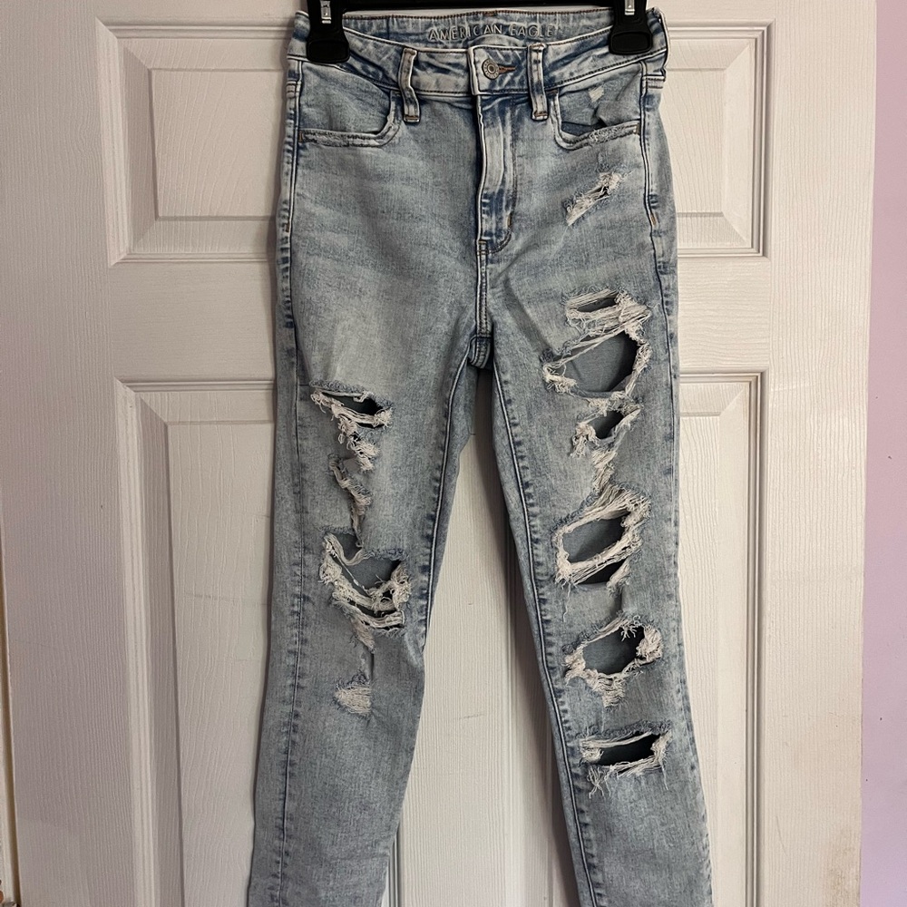American Eagle Outfitters Distressed Super Hi-Rise Jegging Skinny Jeans